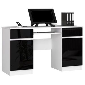 Písací stôl A5 135 cm biely/čierny vyobraziť