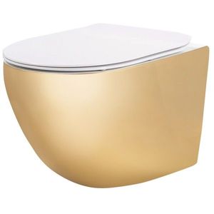 Závesná WC misa Rea Carlo Flat Mini zlatá/biela lesk vyobraziť