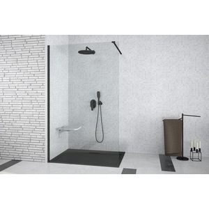 HOPA - Walk-in sprchovací kút AVEO BLACK - Farba rámu zásteny - Hliník čierny, Pevná stena - Bez pevnej steny, Rozmer A - 140, Rozmer C - 195, Výplň - Číre bezpečnostné sklo - 8 mm BCAVEO140BL vyobraziť