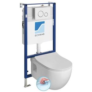 SAPHO - Závesné WC BRILLA Rimless biela s podomietkovou nádržkou a tlačidlom Schwab, biela 100614-SET5 vyobraziť