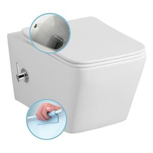 SAPHO - PORTO CLEANWASH závesná WC misa Rimless, integrovaná batéria a bidetová spŕška 36x52cm, biela PZ102RX vyobraziť