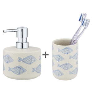 Biela/modrá keramická súprava doplnkov do kúpeľne Aquamarin – Wenko vyobraziť