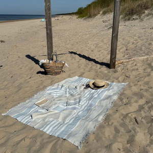 Ľanová plážová deka 140x170 cm Allure Stripe – Linen Tales vyobraziť