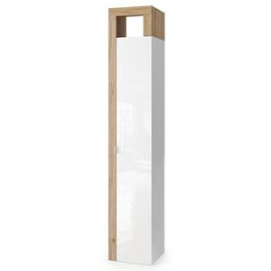 Sconto Vysoká kúpeľňová skrinka HAMBURG 4 biela lesklá/dub cadiz vyobraziť