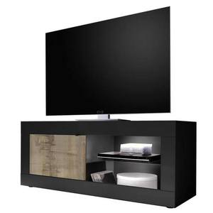 Sconto TV komoda BASIC 4 čierna matná/dub vyobraziť