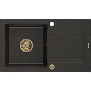 MEXEN/S MEXEN/S - Pablo granitový drez 1 s odkvapkávačom 752 x 436 mm, čierna/zlatý metalik, + zlatý sifón 6510751010-75-G vyobraziť