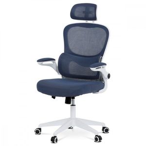 AUTRONIC KA-Y337 BLUE Kancelářská židle, tmavě modrá síťovina, bílý plast, plastový kříž, kolečka na tvrdé podlahy vyobraziť