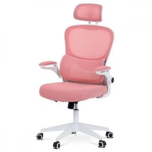 AUTRONIC KA-Y337 PINK Kancelářská židle, růžová síťovina, bílý plast, plastový kříž, kolečka na tvrdé podlahy vyobraziť