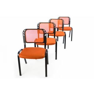 Garthen 40800 Sada 4 stohovateľných kongresových stoličiek - oranžová vyobraziť