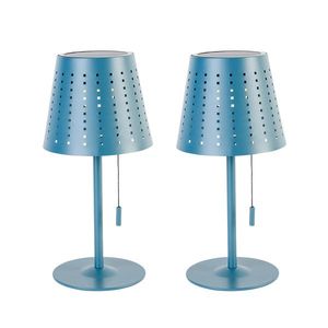 Set van 2 tafellampen blauw incl. LED 3-staps dimbaar oplaadbaar en solar - Ferre vyobraziť