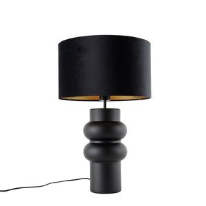 Design tafellamp zwart velours kap zwart met goud 35 cm - Alisia vyobraziť