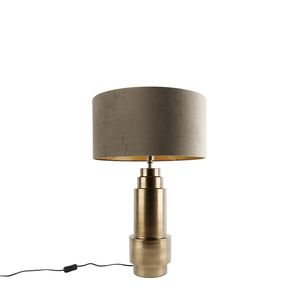 Tafellamp brons velours kap taupe met goud 50 cm - Bruut vyobraziť
