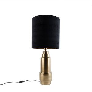 Tafellamp brons velours kap zwart met goud 40 cm - Bruut vyobraziť