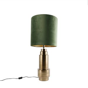 Tafellamp brons velours kap groen met goud 40 cm - Bruut vyobraziť