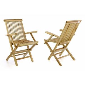 Divero 55123 Sada 2 kusov skladacej stoličky - teakové drevo vyobraziť