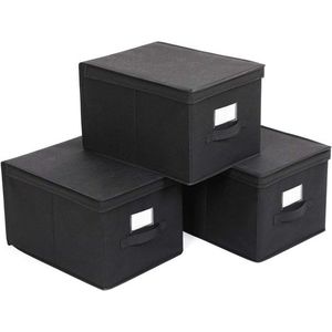 3 úložné boxy s víkem Trox černé vyobraziť