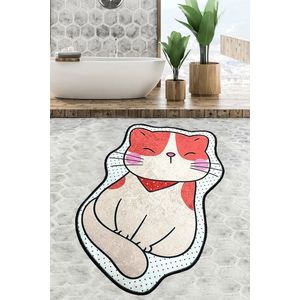 Koupelnový kobereček Katze 60 x 90 cm béžovo-červený vyobraziť