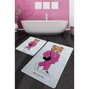 Sada 2 kusů koupelnových předložek Boss Girl růžová/šedá vyobraziť