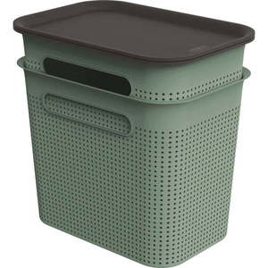 Zelené plastové úložné boxy s vekom v súprave 2 ks 18, 5 x27x26 cm Brisen – Rotho vyobraziť