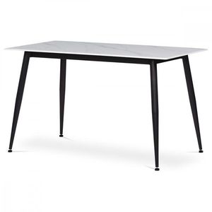 AUTRONIC HT-403M WT Stůl jídelní 130x70x76 cm, deska slinutý kámen v imitaci matného mramoru, černé kovové nohy vyobraziť