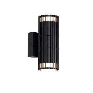 Design buiten wandlamp zwart 2-lichts IP44 - Boris vyobraziť
