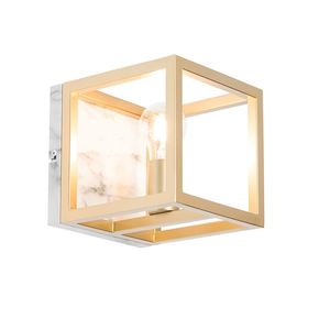 Industriálne nástenné svietidlo zlaté s mramorom - Cage vyobraziť