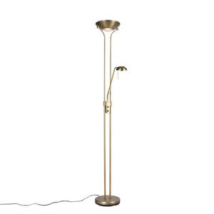 Bronzová stojaca lampa s lampou na čítanie vrátane LED a stmievača - Diva 2 vyobraziť