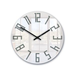 Moderné nástenné hodiny Slim Akryl Biela-Sivá vyobraziť