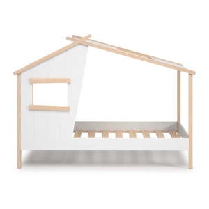 Biela domčeková detská posteľ z borovicového dreva 90x190 cm Luba – Marckeric vyobraziť
