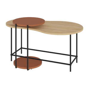Konferenčné stolíky v súprave 2 ks s doskou v dubovom dekore v tehlovej farbe/v prírodnej farbe 65x103 cm Rosie – Marckeric vyobraziť