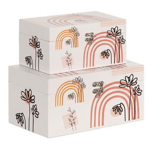 Krémové dekoratívne úložné boxy v súprave 2 ks 30x18x15 cm Flowers – Ixia vyobraziť