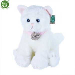 Rappa Plyšová mačka sediaca biela, 25 cm vyobraziť