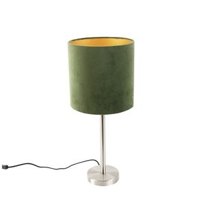 Stolová lampa oceľ so zeleným tienidlom 25 cm - Simplo vyobraziť
