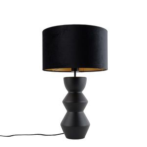 Dizajnová stolová lampa čierna zamatový tienidlo čierna so zlatom 35 cm - Alisia vyobraziť