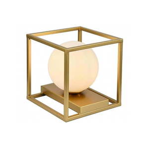 Stolová lampa v zlatej farbe s kovovo-skleneným tienidlom (výška 20 cm) Avelin – GTV vyobraziť
