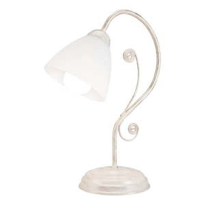 Biela stolová lampa so skleneným tienidlom (výška 39 cm) Emilio – LAMKUR vyobraziť