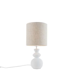 Dizajnová stolná lampa s bielym textilným tienidlom svetlošedá 25 cm - Alisia vyobraziť