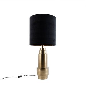 Stolná lampa bronzová s tienidlom z velúru čierna so zlatom 40 cm - Bruut vyobraziť