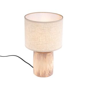 Stolná lampa v štýle vidieka béžová s hnedou 35 cm - Lipa vyobraziť