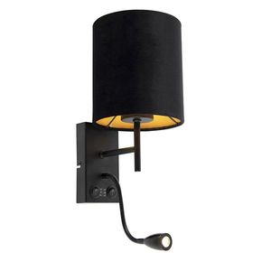 Inteligentná nástenná lampa čierna s zamatovým tienidlom vrátane Wifi A60 - Stacca vyobraziť