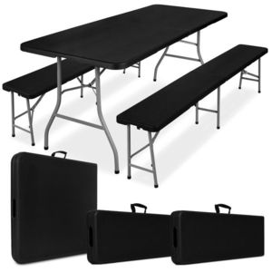 Cateringový set FETA stôl 180 cm + 2 lavice čierna vyobraziť