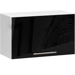 Závěsná kuchyňská skříňka Olivie W 60 cm bílá/černý lesk vyobraziť