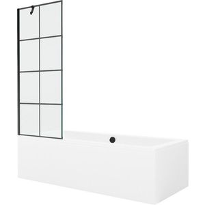 MEXEN/S - Cube obdĺžniková vaňa 180 x 80 cm s panelom + vaňová zástena 70 cm, čierna vzor 550518080X9507007077 vyobraziť