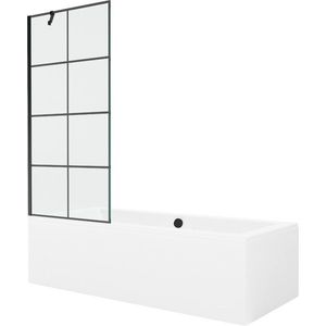 MEXEN/S - Cube obdĺžniková vaňa 180 x 80 cm s panelom + vaňová zástena 80 cm, čierna vzor 550518080X9508007077 vyobraziť