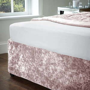 Ružový napínací zamatový poťah na rám postele 152x198 cm Crushed Velvet – Catherine Lansfield vyobraziť