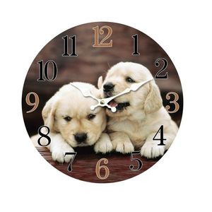 Drevené nástenné hodiny Puppies, pr. 34 cm vyobraziť