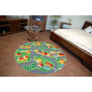Detský okrúhly koberec City velúrový vyobraziť