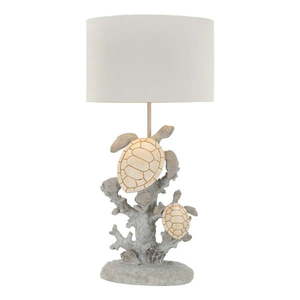 Biela/sivá stolová lampa s textilným tienidlom (výška 63, 5 cm) Turtle – Mauro Ferretti vyobraziť