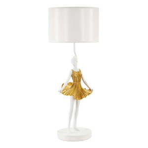 Biela/v zlatej farbe stolová lampa s textilným tienidlom (výška 90, 5 cm) Dancer – Mauro Ferretti vyobraziť