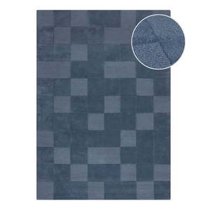 Tmavomodrý ručne tkaný vlnený koberec 200x290 cm Checkerboard – Flair Rugs vyobraziť